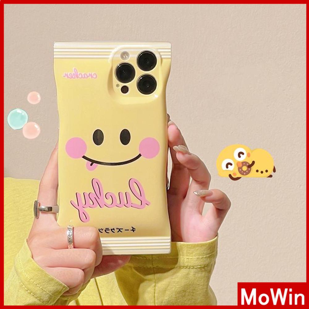 For iPhone 14 Pro Max iPhone Case Snack Bag TPU Soft Case Clear Case Airbag Shockproof Camera Cover Yellow Smiley Cute Compatible For iPhone 13 Pro Max 12 Pro Max 11 7plus XR