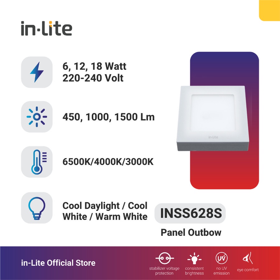 Jual In-Lite inlite Lampu Panel Outbow Kotak INSS 628S 6w 12w 18w ...