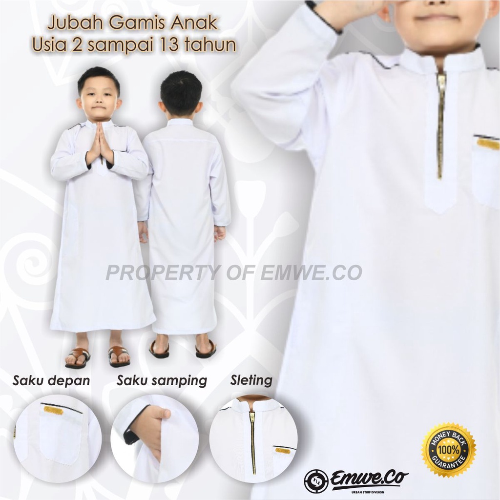 Jubah Anak Laki Laki Motif Polos Gamis Lengan Panjang Untuk Usia 2 Sampai 13 Tahun