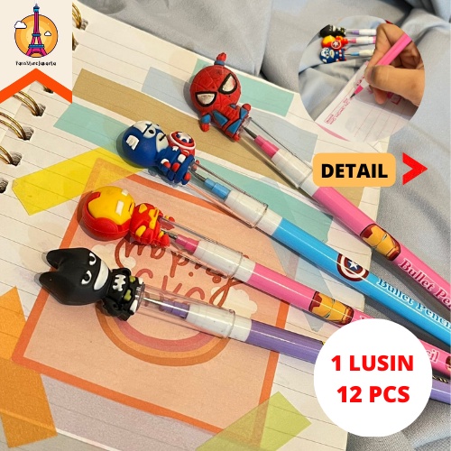 

Pensil Susun Motif Avengers Selusini 1 Lusin 12 Pcs Pensil Refill Isi Ulang Superhero Stacking Pencil Funny Spiderman Refill Pencil Fancy Best Gift Present For Birthday Event Souvenir Alat Tulis Kantor Sekolah Ready Grosir Kado Ulang Tahun READY COD