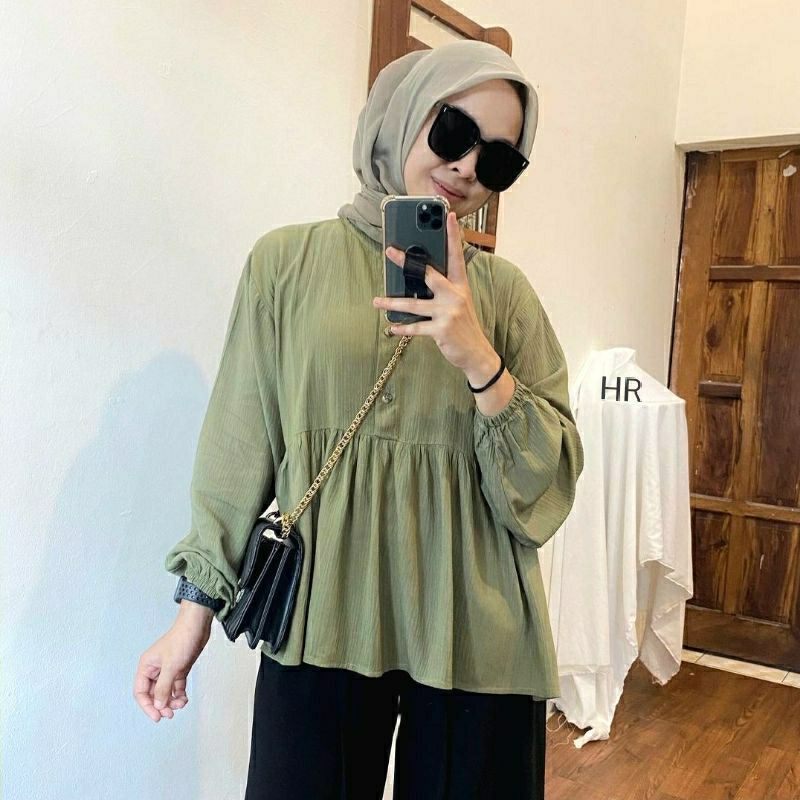 ATASAN BLOUSE WANITA OVERSIZE RAYON CRINKLE