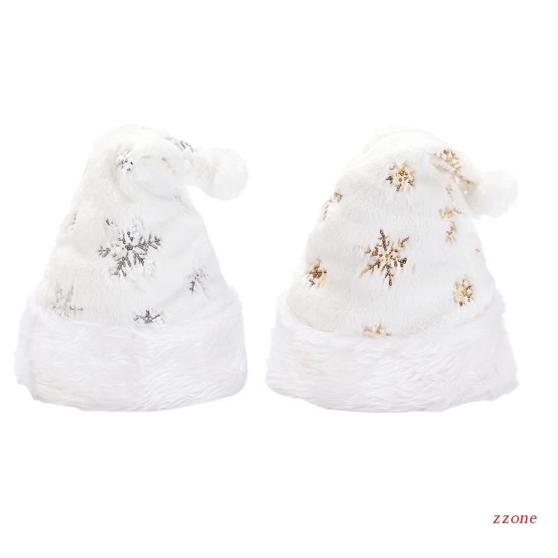 Topi Santa Bahan Plush Warna Putih Untuk Pria Dan Wanita