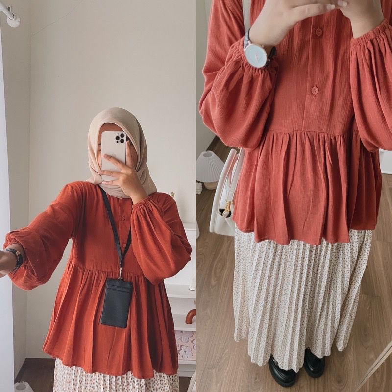 (MGA) BLOUSE JUANA OVERSIZE KEMEJA CRINCLE AIRFLOW ATASAN WANITA