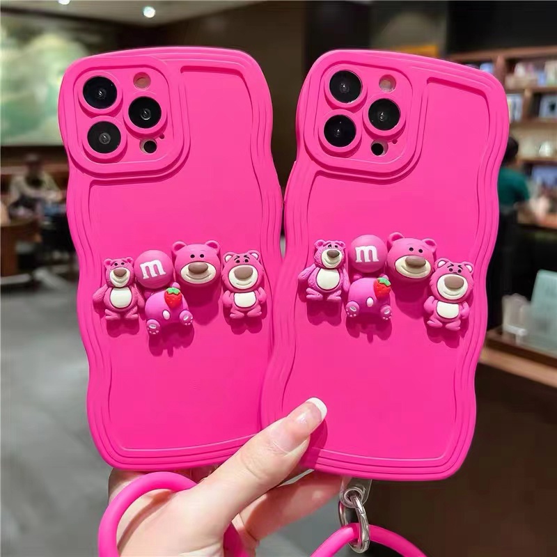 Soft Case TPU Motif Hati 3D Dengan Gelang Manik-Manik Untuk iPhone 11 XR 7 8 14 Plus Pro MAX 14 12 13 Pro MAX X XS MAX