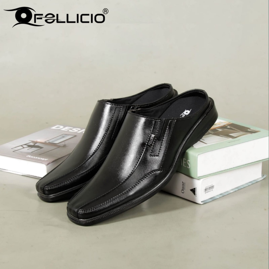 Fellicio - Sendal Sepatu Pria Bustong Hitam/Tutong Hitam Model TERBARU