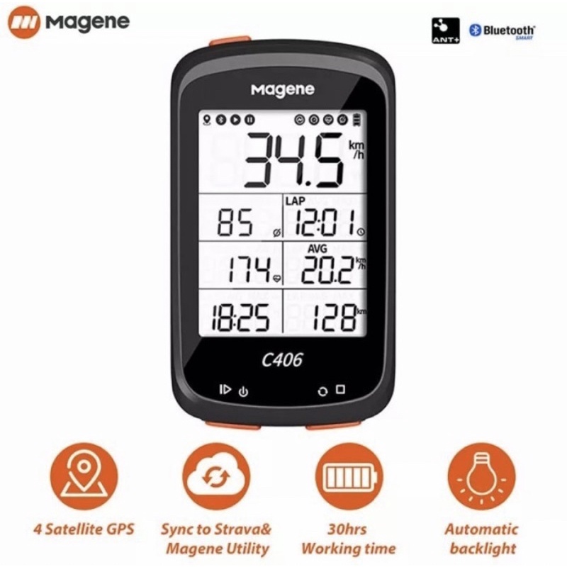 Magene C406 Computer Sepeda dengan GPS Spedometer/Bluethooth