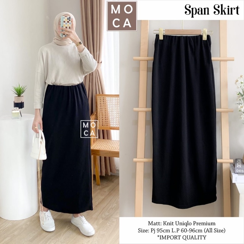 Moca Span Skirt Black / Rok Span / Rok Span Hitam / Rok Formal