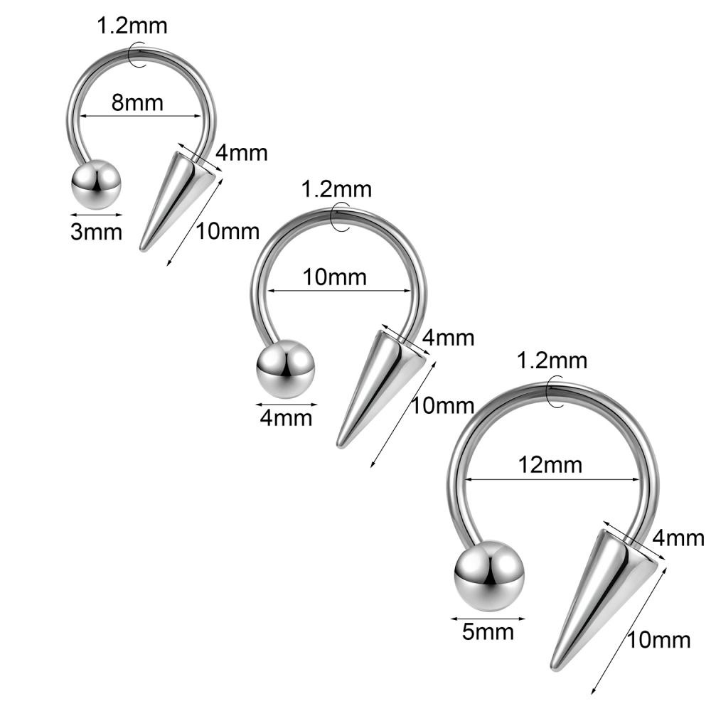 1 PC Cincin Tindik Bahan Stainless Steel 16G 8 / 10 / 12mm Untuk Hidung Bibir