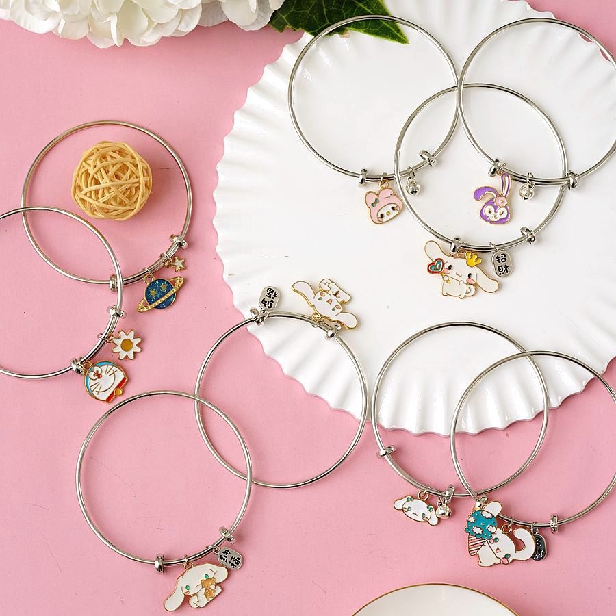 Gelang Rantai Dengan Liontin Bentuk Kartun Anjing / Kucing / Kelinci / Planet Untuk Wanita