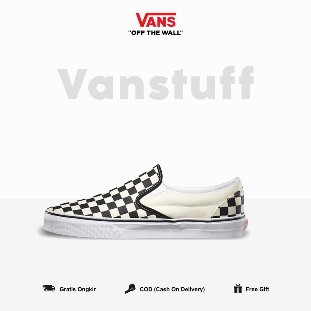 Slip On Clasic Checkerboard Couple Pria dan Wanita Original 100% BNIB Global Market Authentic Guarated Catur Ori