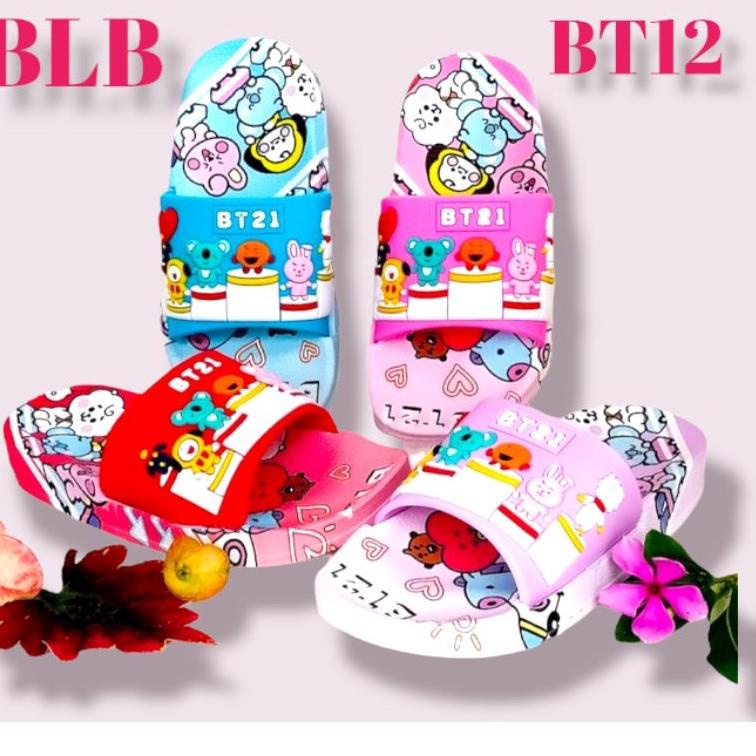 Termurah SENDAL SLOP KARET ANAK PEREMPUAN TERBARU,SANDAL ANAK  BT21 NYAMAN DIPAKE MOTIF TERBARU KEKI