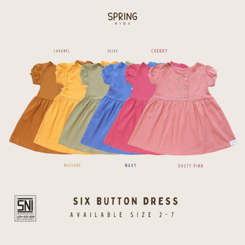 SPRING KIDS - SIX BUTTON DRESS - DRESS ANAK PEREMPUAN - DRESS ANAK - DRESS BAYI