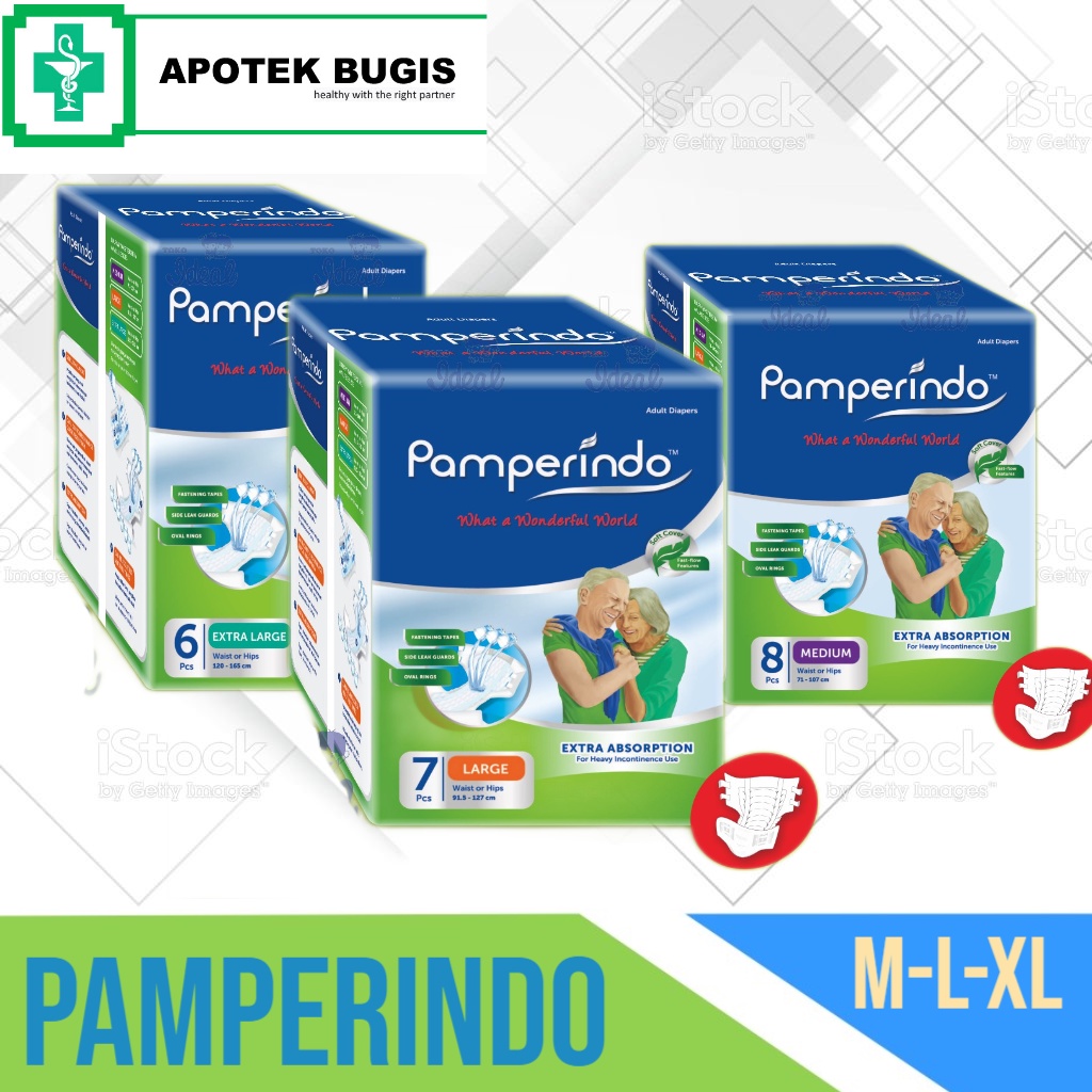 POPOK DEWASA | ADULT DIAPERS PAMPERINDO SIZE  M 8 - L 7 - XL 6 | Pamperindo Daipers Dewasa