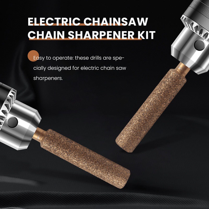 Kit Pengasah Rantai Chainsaw Elektrik Chain Sharpener, 10Pc Roda Asah Diamond Lapis Titanium, Kikir 3/16Inch Kekerasan Tinggi