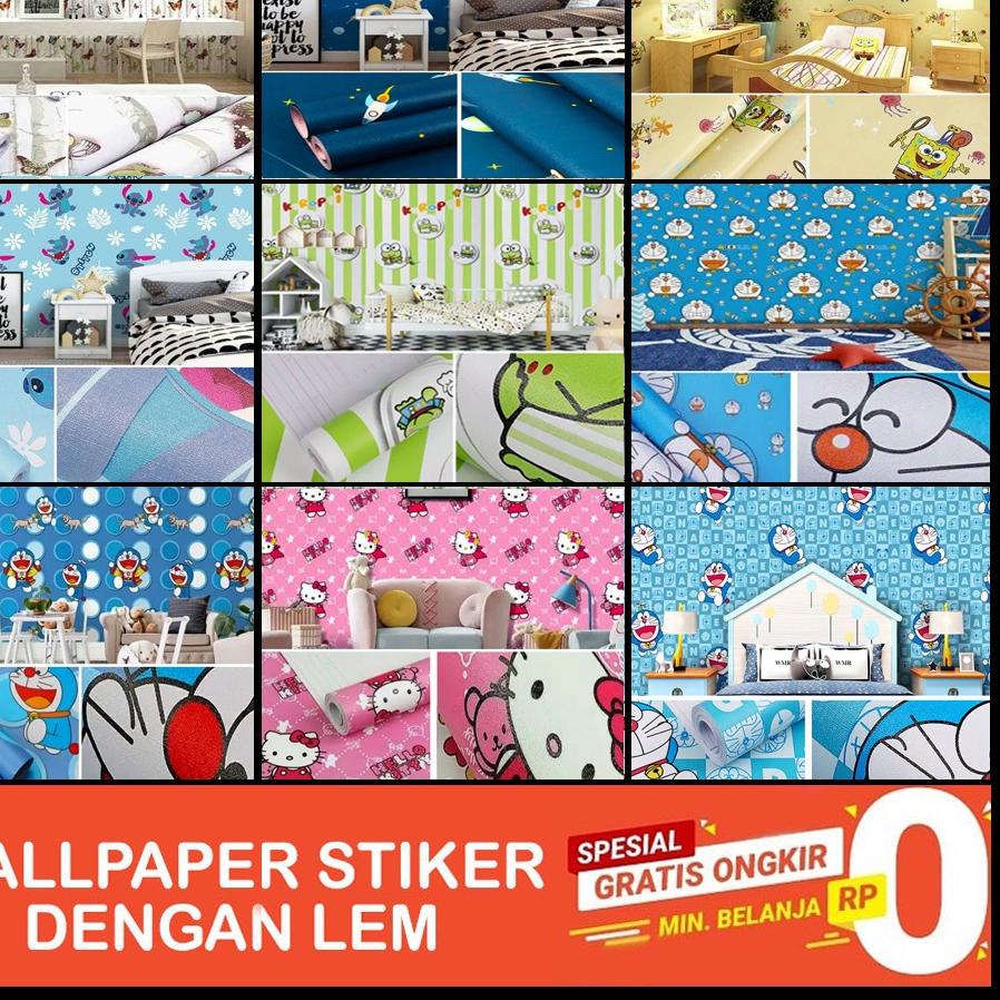 Terkini Grosir--Wallpaper stiker dinding motif karakter kartun animasi / dekorasi dinding