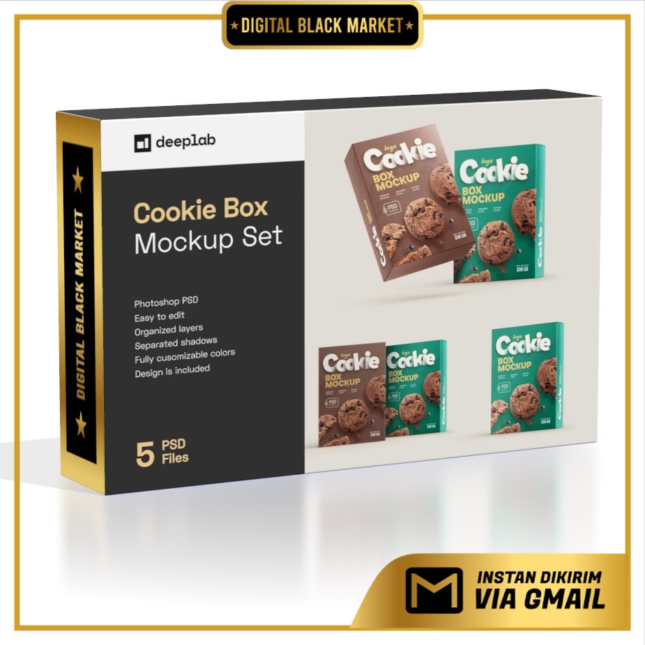 Cookies Box Packaging Mockup Set