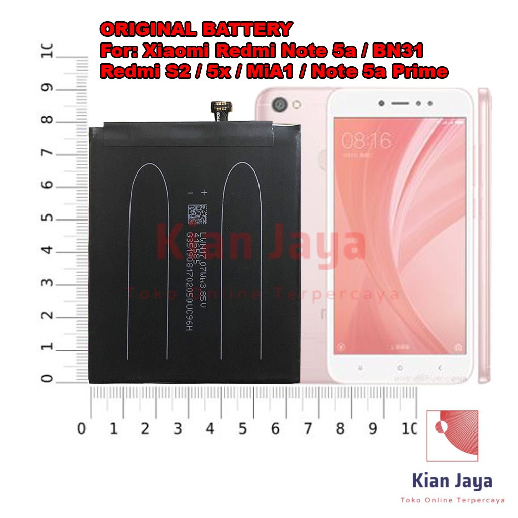 [Garansi 100% Ori] Baterai Untuk Handphone Xiaomi Redmi Note 5a Prime Redmi S2 Redmi 5X MiA1 BN31 Batre Batrai Battery Hp BN 31 Original