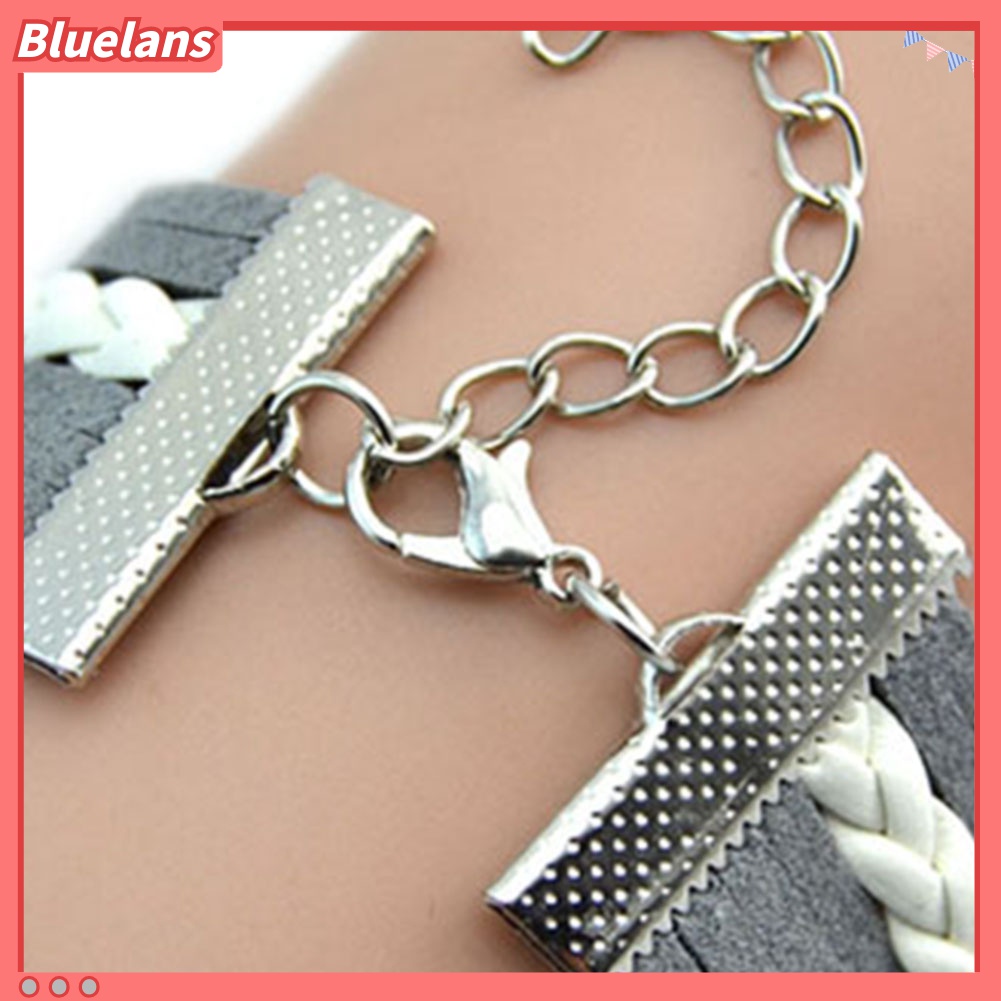 Gelang Multilayer Bentuk Hati Infinity Bahan Kulit Imitasi Untuk Wanita