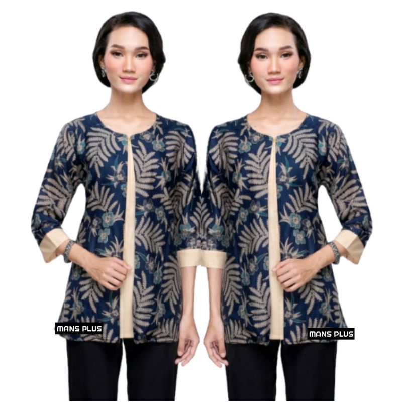 Blouse Wanita Batik Jumbo 4L-5L Atasan Batik Wanita Big Size XXL XXXL Seragam Kerja BLR