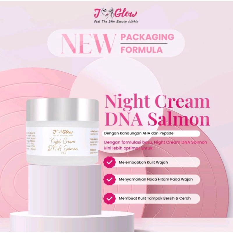 Jglow Skincare/ Night Cream DNA SALMON menghilangkan flek hitam dan noda hitam