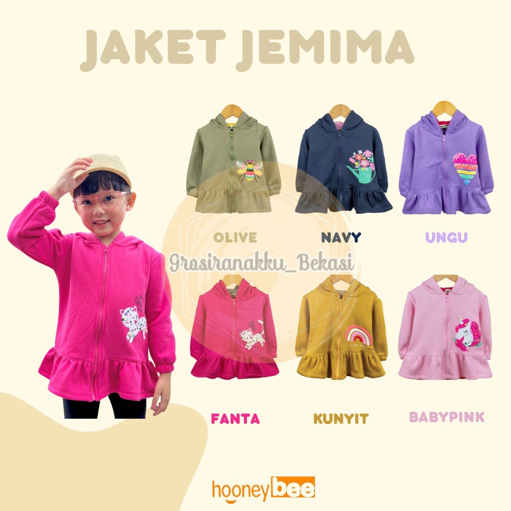 Jacket Anak Cewek Jemima Hooneybee Mix Warna Size 1-5 TH