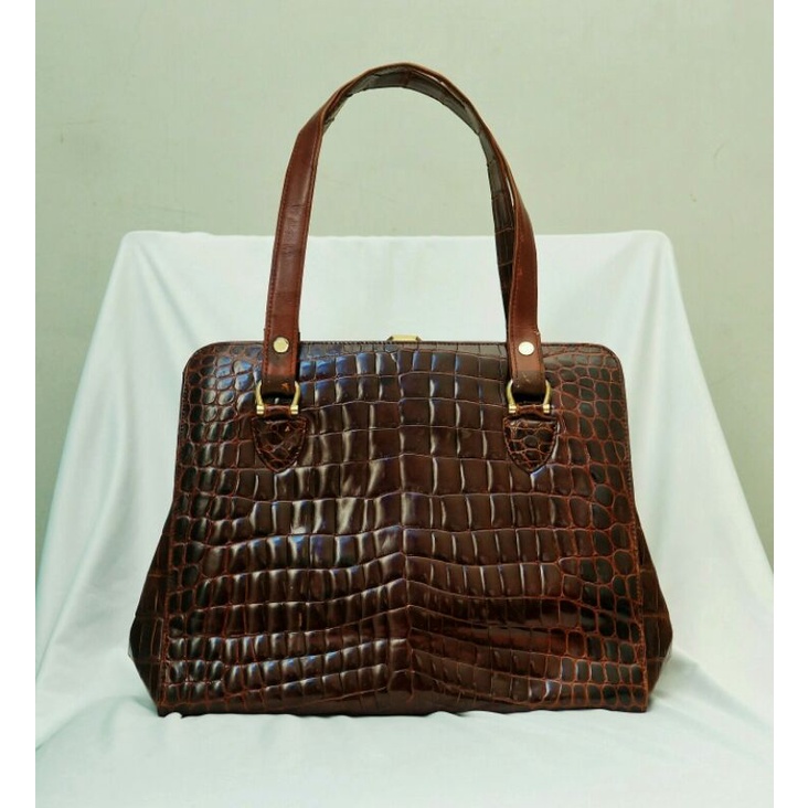 tas vintage Roberta di Camerino full croco leather handbag