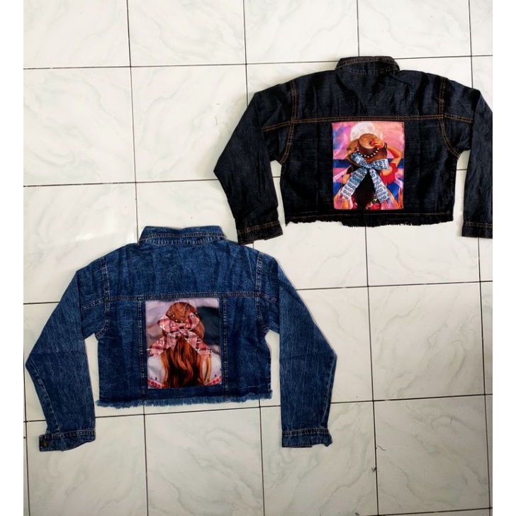 JAKET JEANS CROP RAWIS PITA JAKET JEANS PITA BELAKANG