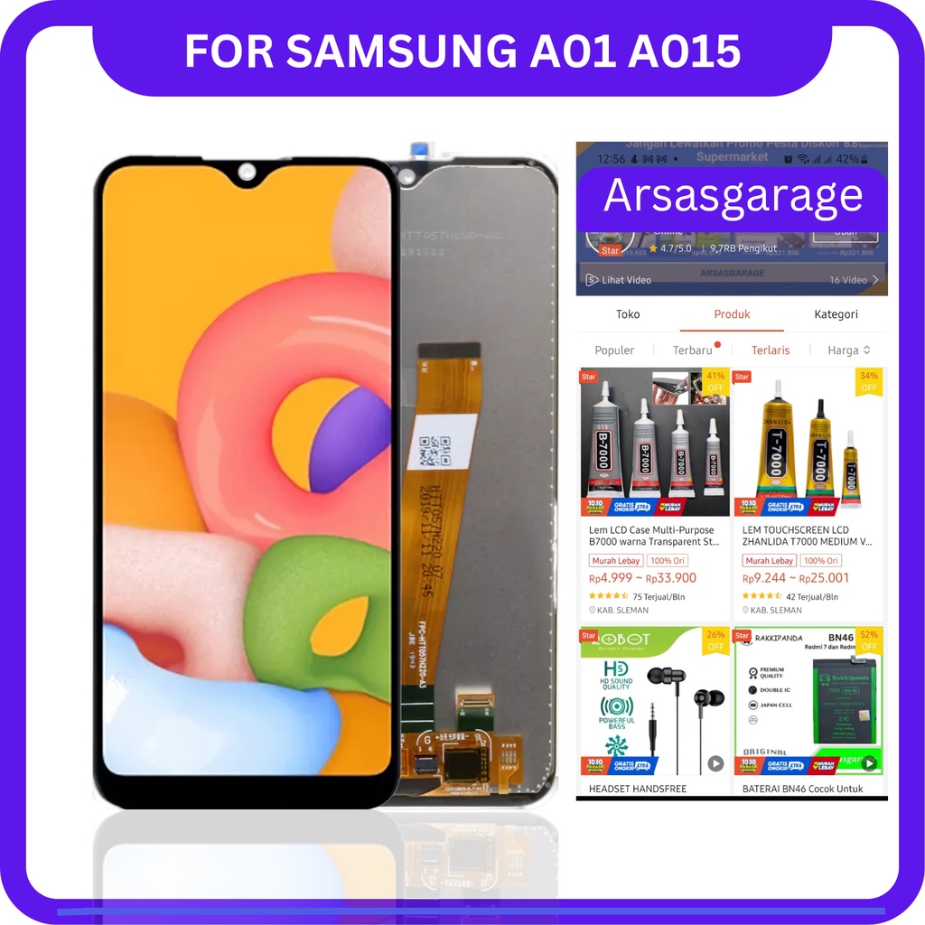 LCD TOUCHSCREEN SAMSUNG A01 / A015 SM-A015F SM-A015G A015DS M01 M015 SM-M015F LCD TS FULLSET