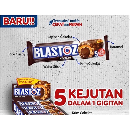 Blastoz Wafer roll dengan krispi beras salut Coklat 1 box isi 12 pcs