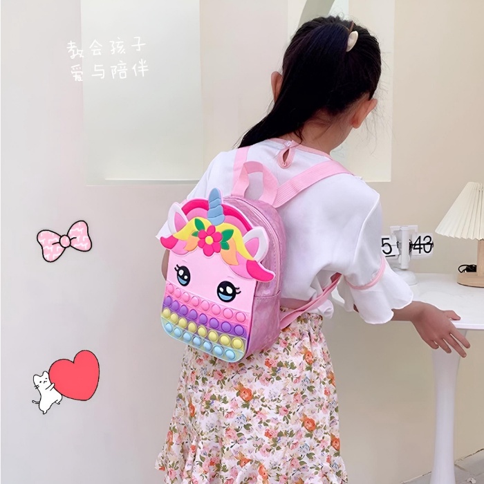 Tas Buku Tas Ransel Pop It  ANAK Unicorn Makaron Rainbow  TAS Anak Penghilang Stress