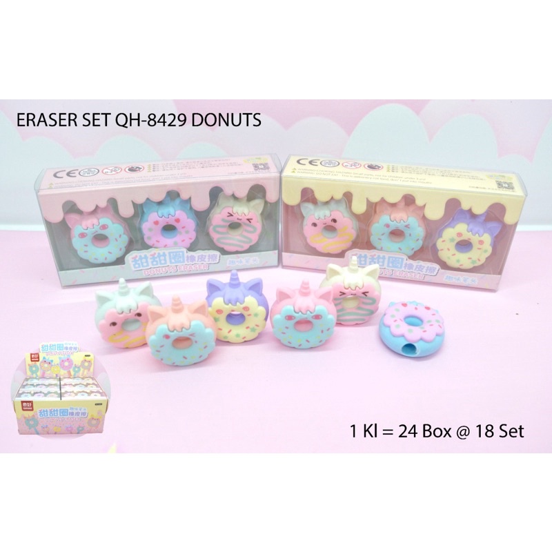 

penghapus bentuk unicorn donut per kotak isi 3 pc