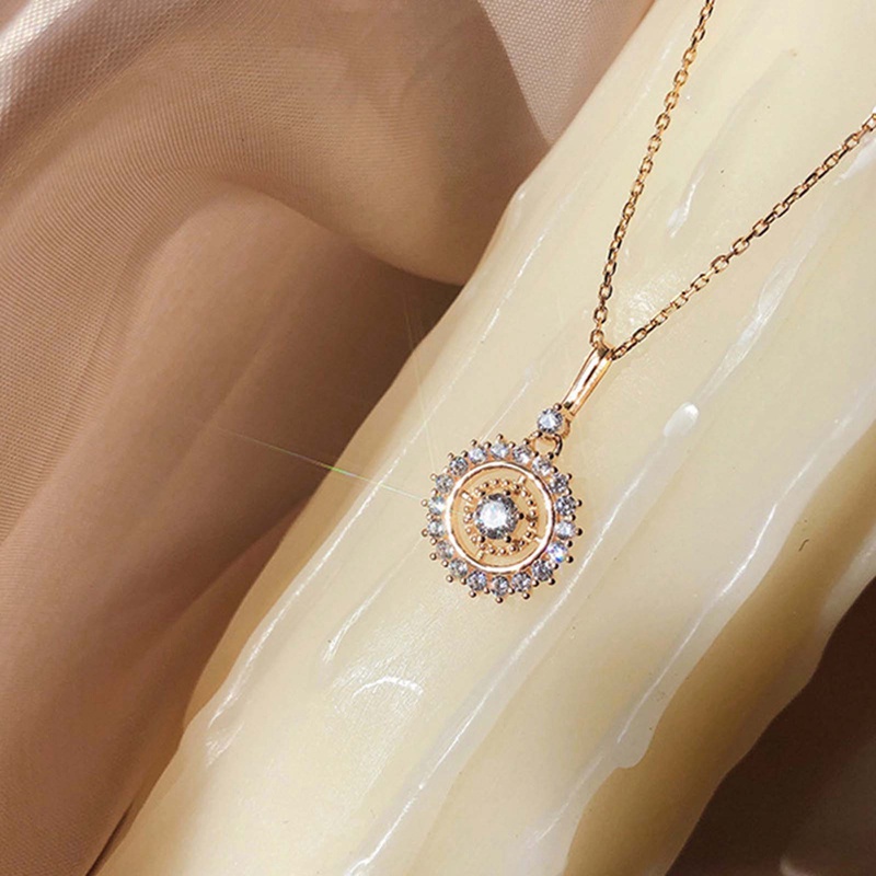 Kalung Rantai Sterling Silver 925 Desain Bunga Matahari Untuk Wanita