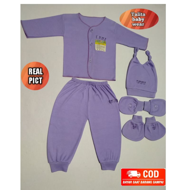 Set Baju Bayi Perempuan Baru Lahir Lengan Panjang+topi STK