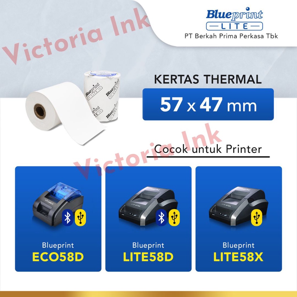 Kertas Thermal 57x47 Blueprint Lite Kertas Struk Kasir 57x47 57×47 Lite 58D Lite 58X Eco 58D - Tipe Core