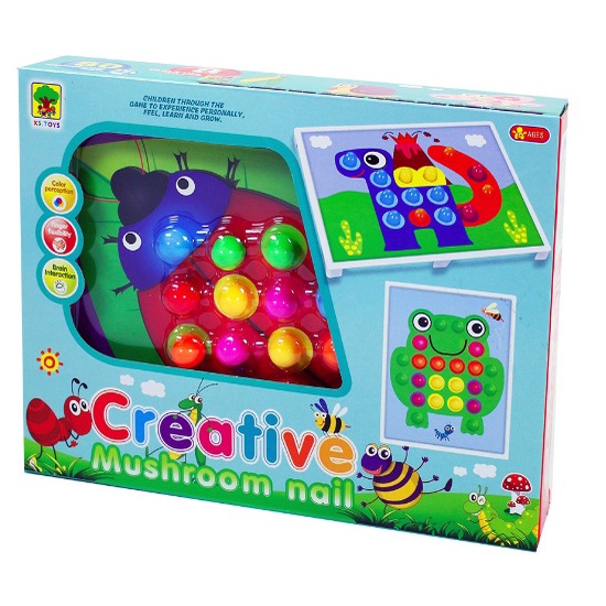 Mainan Kreativitas Anak Mushroom Nails Puzzle Mainan Lego Paku Jamur Besar 80 Paku 7255