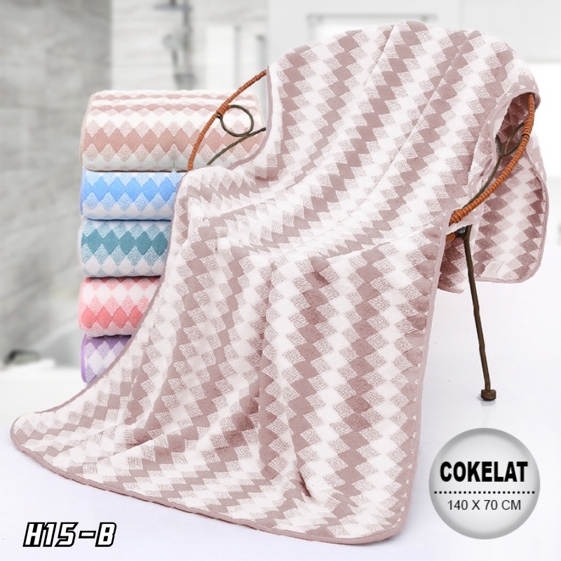 Handuk Mandi Dewasa Tebal Lembut Halus Bath Towel Sunny Handuk Ukuran 70 x 140 cm H15-B MOTIF ZIGZAG