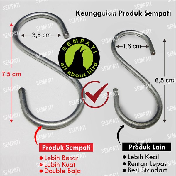 GANTUNGAN HOOK S SEMPATI PENGAIT HANGER POT BAJU SERBA GUNA SLING HOOK LETTER BESAR CHROME TEBAL CAN