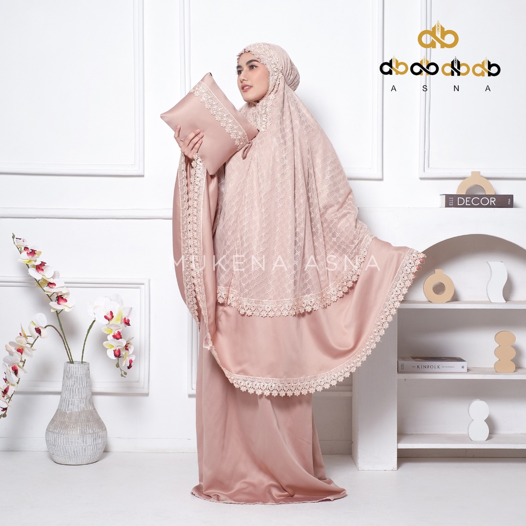 Mukena Berbie Dewasa Tile Coksu Sutra Velvet Silk Motif Renda Mewah Daily Asna