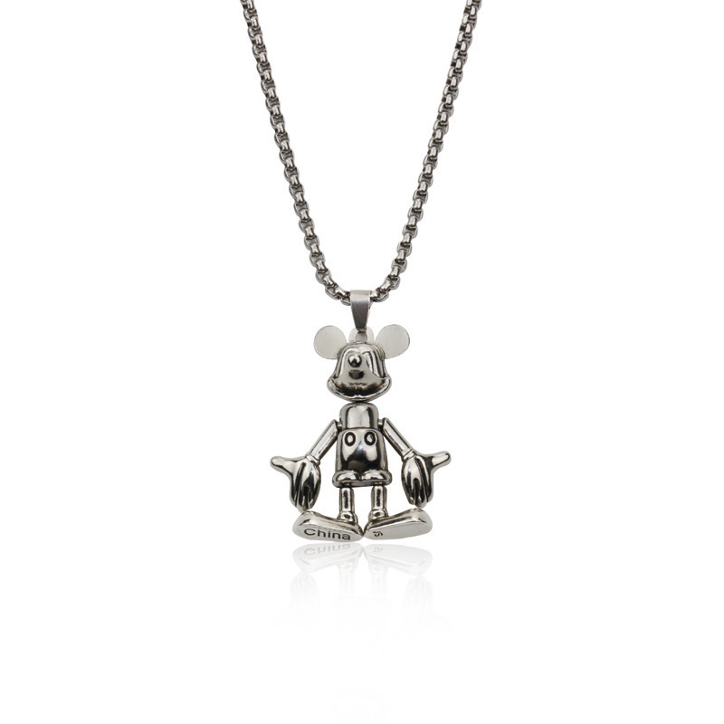 Kalung Rantai Panjang Liontin Mickey Mouse Gaya retro hip hop Eropa Amerika Untuk Wanita