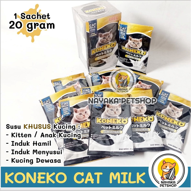 Koneko Cat Milk 20 gr Satuan 1 Sachet Susu Anak Kucing Kitten Indukan Hamil Menyusui Adult