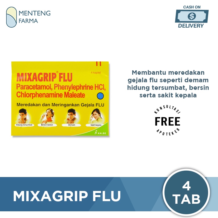 Mixagrip Flu 4 Kaplet - Meredakan Flu, Bersin Bersin, Hidung Tersumbat