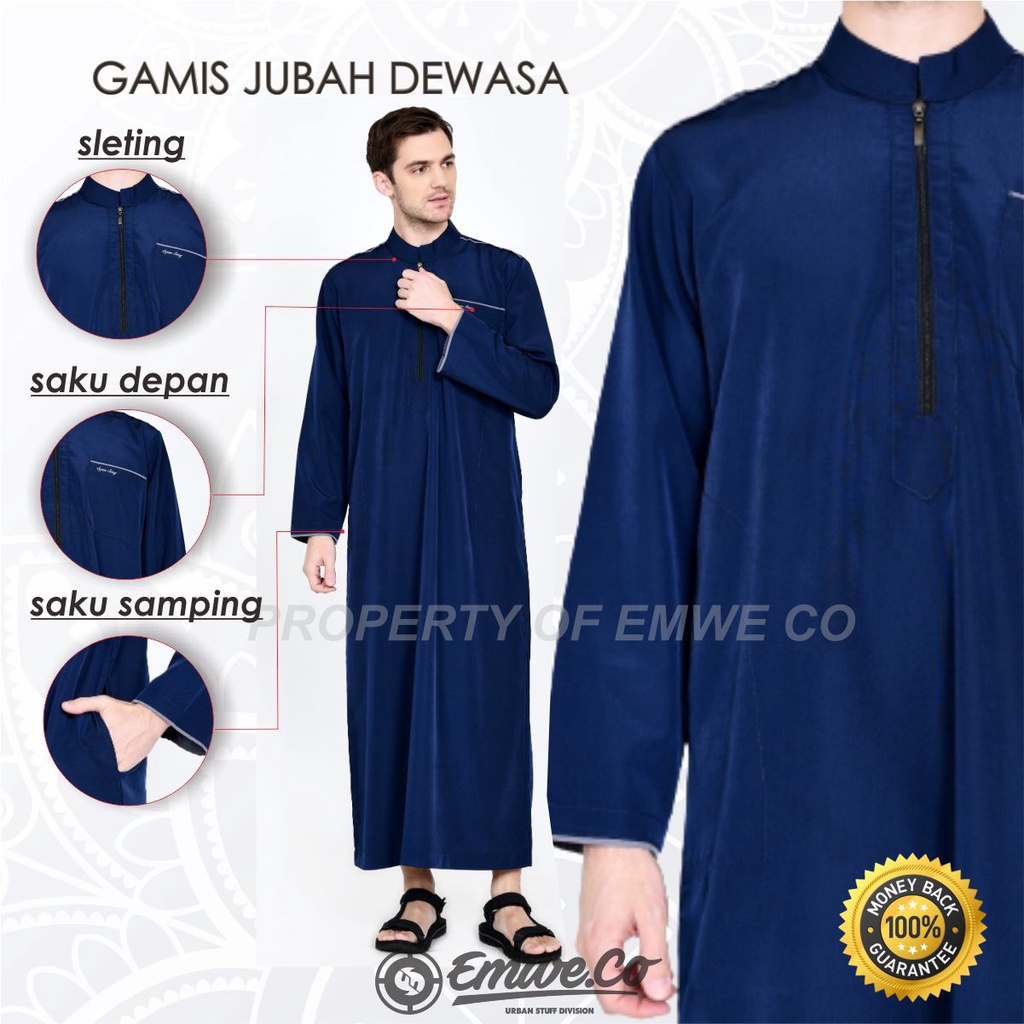 Jubah Pria Polos Premium Bahan Adem Berkualitas Model Haramain Lengan Panjang