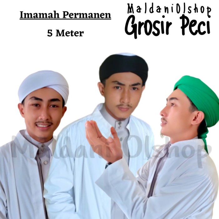 Sorban Sorban Imamah Permanen Panjang 5 Meter - Putih, 1(G1V1) Sorban Tenun IMPORT PREMIUM ORIGINAL 