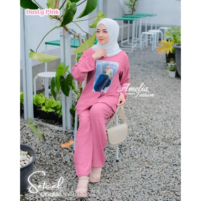 SETCEL PRINT SABLON//TERBARU BEST SELLER BRAND ORIGINAL AMELIA BY ARRASYID FASHION//SETELAN WANITA//