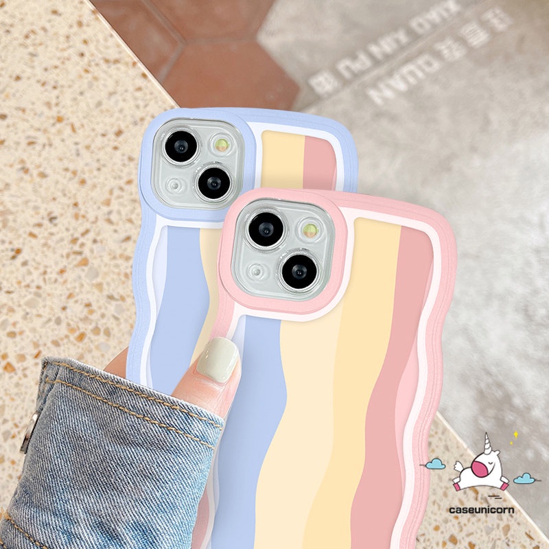 Rainbow Case Oppo A17 A17K A54 A15 A57 A78 A16 A77s A74 A95 A77 A96 A12 A3s A16K A5 A9 A5s A58 A12E A7 A55 Reno 8T 7Z 8Z 58 7 6 A76 A16s F9 A53 A1K A52 A16E Sarung Tepi Bergelombang Lembut