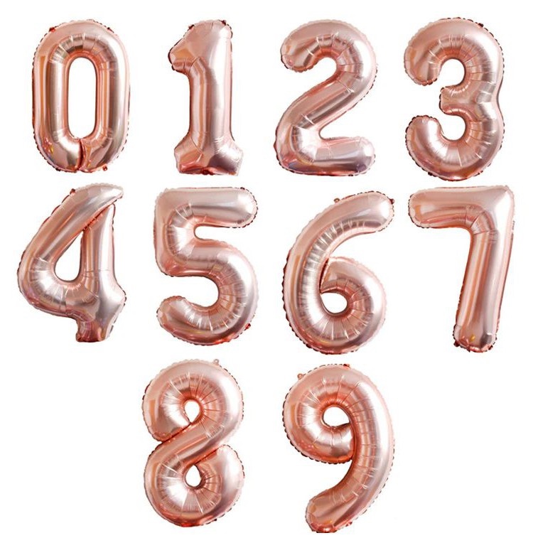 DODORY HL0439 Balon Foil Angka 100cm Rose Gold Balon Angka Jumbo
