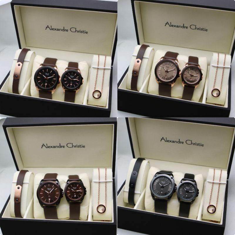 JAM TANGAN COUPLE ALEXANDRE CHRISTIE AC 8667 FREE KALUNG AND GELANG ORIGINAL GARANSI RESMI 1TAHUN