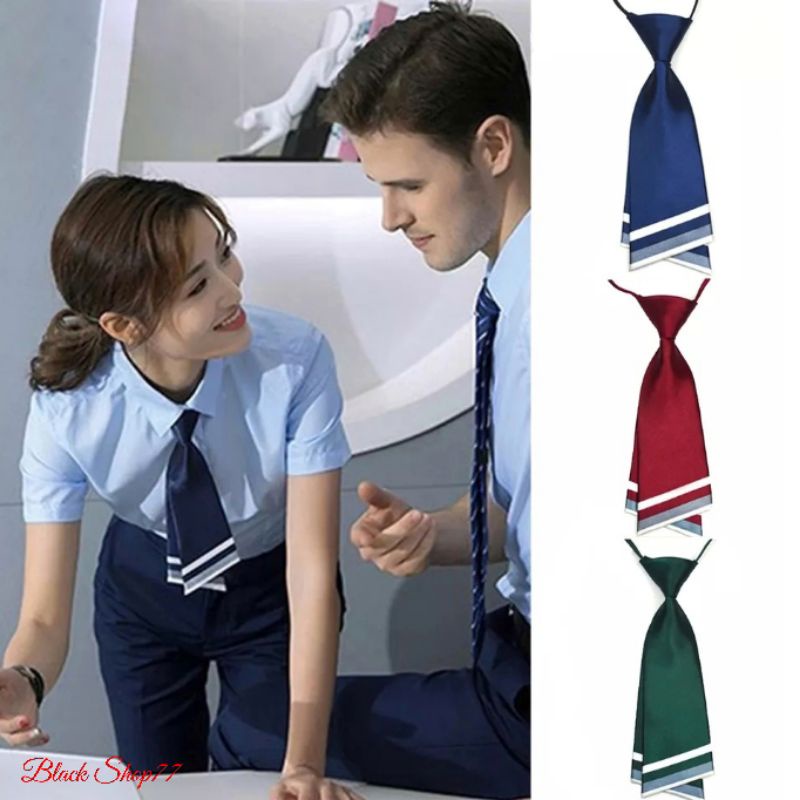 Dasi Wanita Instan neck tie women Merah Maroon Abu Abu Hitam Coklat Merah Terang