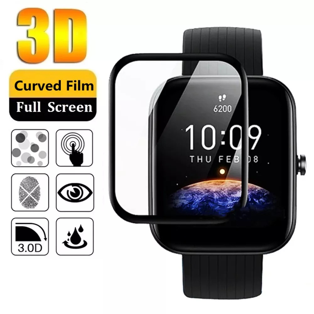 Film Pelindung Layar Smartwatch 3D Anti Gores / Sidik Jari Untuk Huami Amazfit BIP 3 / 3Pro