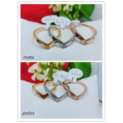 Cincin Titanium Permata Dan Polos Perhiasan Fashion P01